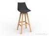 Luna Bar Stool Oak legs Black shell Charcoal cushion