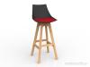 Luna Bar Stool Oak legs Black shell Chilli Red cushion