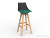 Luna Bar Stool Oak legs Black shell Emerald Green cushion