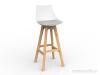 Luna Bar Stool Oak legs White shell Ash Grey cushion