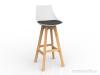 Luna Bar Stool Oak legs White shell Charcoal cushion