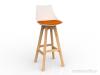 Luna Bar Stool Oak legs White shell Sunset Orange cushion