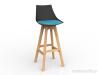 Luna Bar Stool Oak legs Black shell Ice Blue cushion