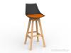 Luna Bar Stool Oak legs Black shell Sunset Orange cushion