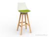 Luna Bar Stool Oak legs White shell Avocado green cushion