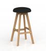 Luna Button Stool - Oak Legs - Splice Black