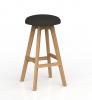 Luna Button Stool - Oak Legs - Splice Charcoal