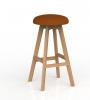Luna Button Stool - Oak Legs - Splice Orange