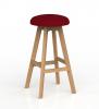 Luna Button Stool - Oak Legs - Splice Red