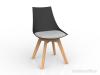 Luna visitor chair Oak legs Black Ash grey cushion