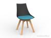 Luna visitor chair Oak legs Black shell Ice blue cushion