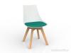 Luna visitor chair Oak legs white shell Emerald Green cushion