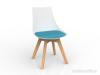 Luna visitor chair Oak legs White shell Ice blue cushion