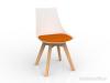 Luna visitor chair Oak legs white shell Sunset orange cushion