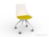 Luna visitor chair castors - White legs Bubble bee yellow cushion