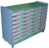 Mobile Tote tray unit 32 - Melteca finish -Provence Blue + Memphis Green