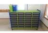 Mobile Tote tray unit 32 -Melteca finish - Memphis Blue + Juicy