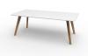 Oslo boardroom table - Melteca Snowdrift white top with solid Oak timber legs