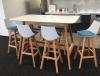 Oslo bar leaner table - white with Luna stools Aqua