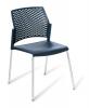 Punch 4-leg stacker chair Chrome Frame- Navy seat.