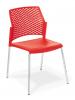 Punch 4-leg stacker chair Chrome Frame- Red seat.