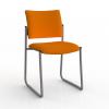 Que Skid base Chair Silver Frame Breathe Fabric Bright Orange