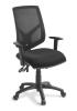 Ranger Deluxe high back mesh chair with arms-wide seat-Black fabric