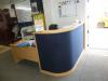 Regent Reception - right curve with side return Tawa with Midnight Blue fabric