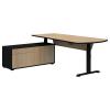 Summit Executive- stand up Desk-L H- Black frame-Oak - Black