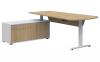 Summit Executive- stand up Desk-L H- White frame- Oak - Black 