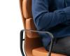 Vogue executive Tan leather chair- side arm close up