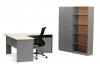 Eko corner workstation office setting Nordic Maple top with Silver base