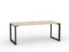 Anvil Desk 1800 Black frame -Atlantic Oak top front view.