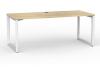 Anvil Desk-white frame-1800- Atlantic Oak top- front view.