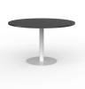 Cubit Polo round meeting table- black & white base-Atlantic Oak top 2