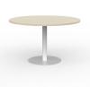 Cubit Polo round meeting table -1200-White base-Nordic Maple top