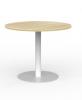 Cubit Polo round meeting table- black & white base-Atlantic Oak top 2