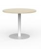 Cubit Polo round meeting table- black & white base-Atlantic Oak top 2