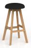Luna Button Stool - Oak Legs - Splice Red