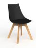Luna visitor Chair Oak leg Black & White seat-Breathe-Tomato