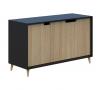 OSLO-Executive-Credenza- 1800-4-Door Blac-with-Oak-doors