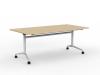 Team Flip top Table - White frame - Nordic Maple top